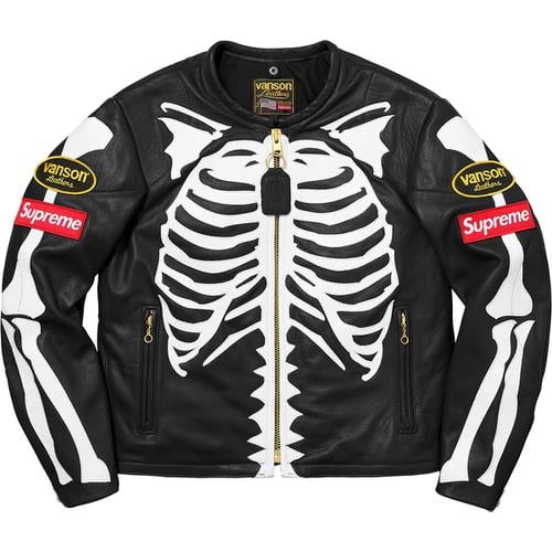 Details on Supreme Vanson Leather Bones Jacket from fall winter
                                            2017 (Price is $1388)