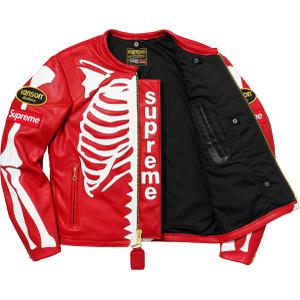 supreme skeleton jacket red