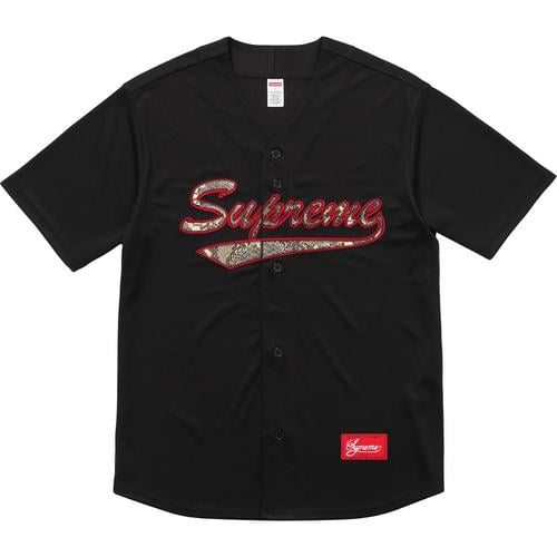 Details on Snake Script Logo Baseball Jersey None from fall winter
                                                    2017 (Price is $128)