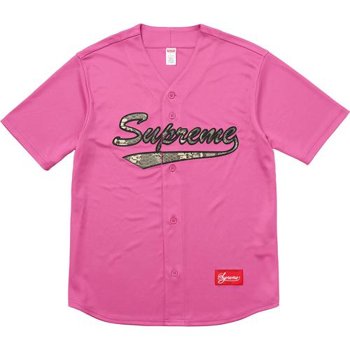 Details on Snake Script Logo Baseball Jersey None from fall winter 2017 (Price is $128)