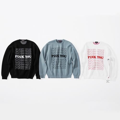 Supreme Supreme HYSTERIC GLAMOUR Fuck You Sweater for fall winter 17 season