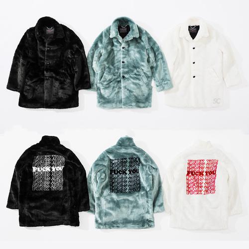 Supreme Supreme HYSTERIC GLAMOUR Fuck You Faux Fur Coat for fall winter 17 season