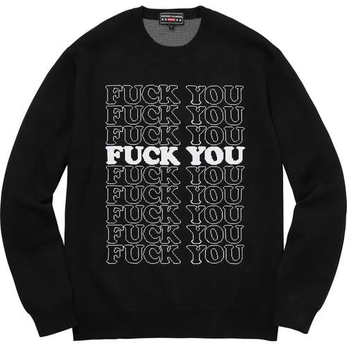 Details on Supreme HYSTERIC GLAMOUR Fuck You Sweater None from fall winter
                                                    2017 (Price is $158)