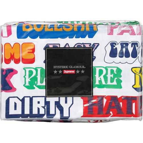 Details on Supreme HYSTERIC GLAMOUR Text Duvet + Pillow Set None from fall winter
                                                    2017 (Price is $398)