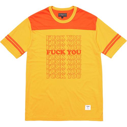 Details on Supreme HYSTERIC GLAMOUR Fuck You Football Tee None from fall winter 2017 (Price is $88)