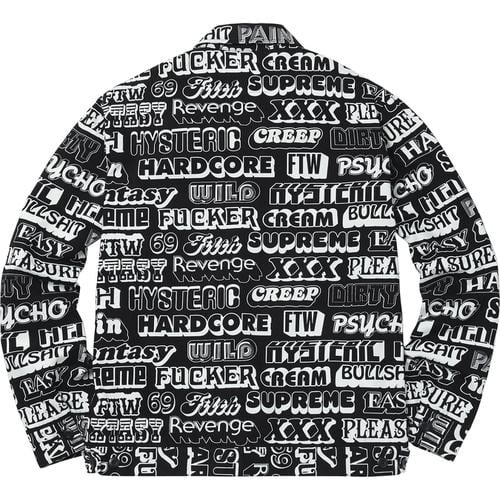 Details on Supreme HYSTERIC GLAMOUR Text Work Jacket None from fall winter
                                                    2017 (Price is $298)