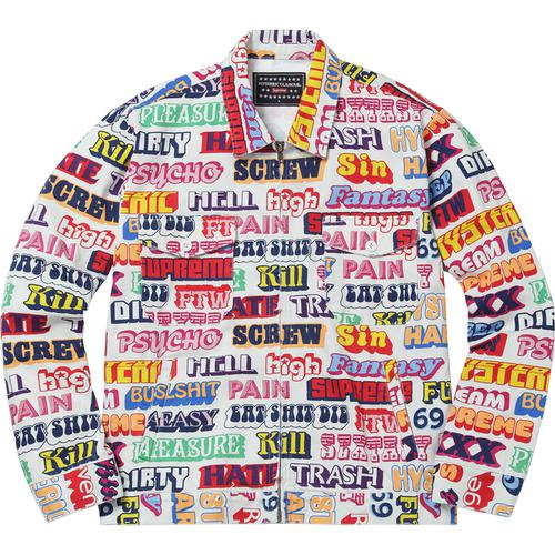 Details on Supreme HYSTERIC GLAMOUR Text Work Jacket None from fall winter
                                                    2017 (Price is $298)