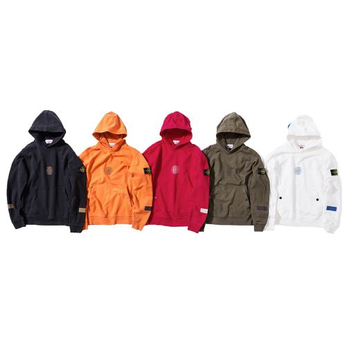 Details on Supreme Stone Island Hooded Sweatshirt from fall winter 2017 (Price is $323)