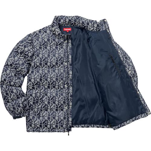Details on Fuck Jacquard Puffy Jacket None from fall winter 2017 (Price is $398)