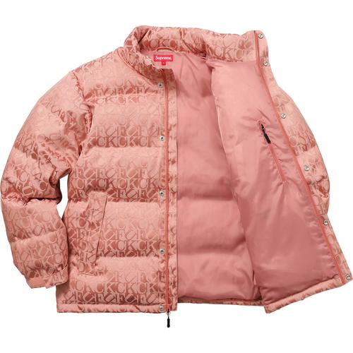 Details on Fuck Jacquard Puffy Jacket None from fall winter 2017 (Price is $398)