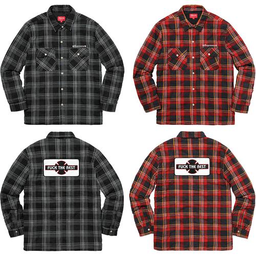 Details on Supreme Independent Quilted Flannel Shirt from fall winter 2017 (Price is $148)