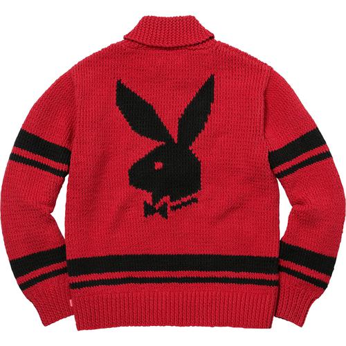 Details on Supreme Playboy© Shawl Collar Full Zip Sweater None from fall winter
                                                    2017 (Price is $398)