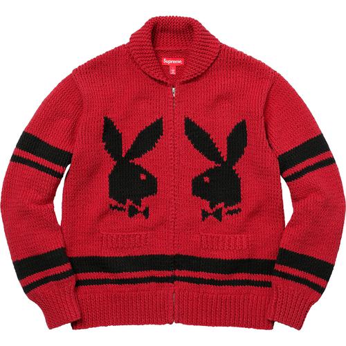 Details on Supreme Playboy© Shawl Collar Full Zip Sweater None from fall winter
                                                    2017 (Price is $398)