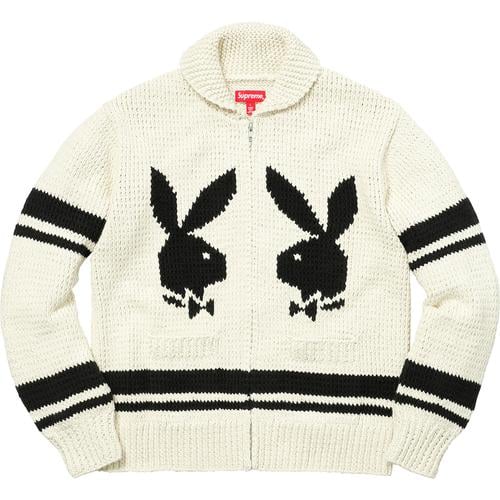 Details on Supreme Playboy© Shawl Collar Full Zip Sweater None from fall winter
                                                    2017 (Price is $398)