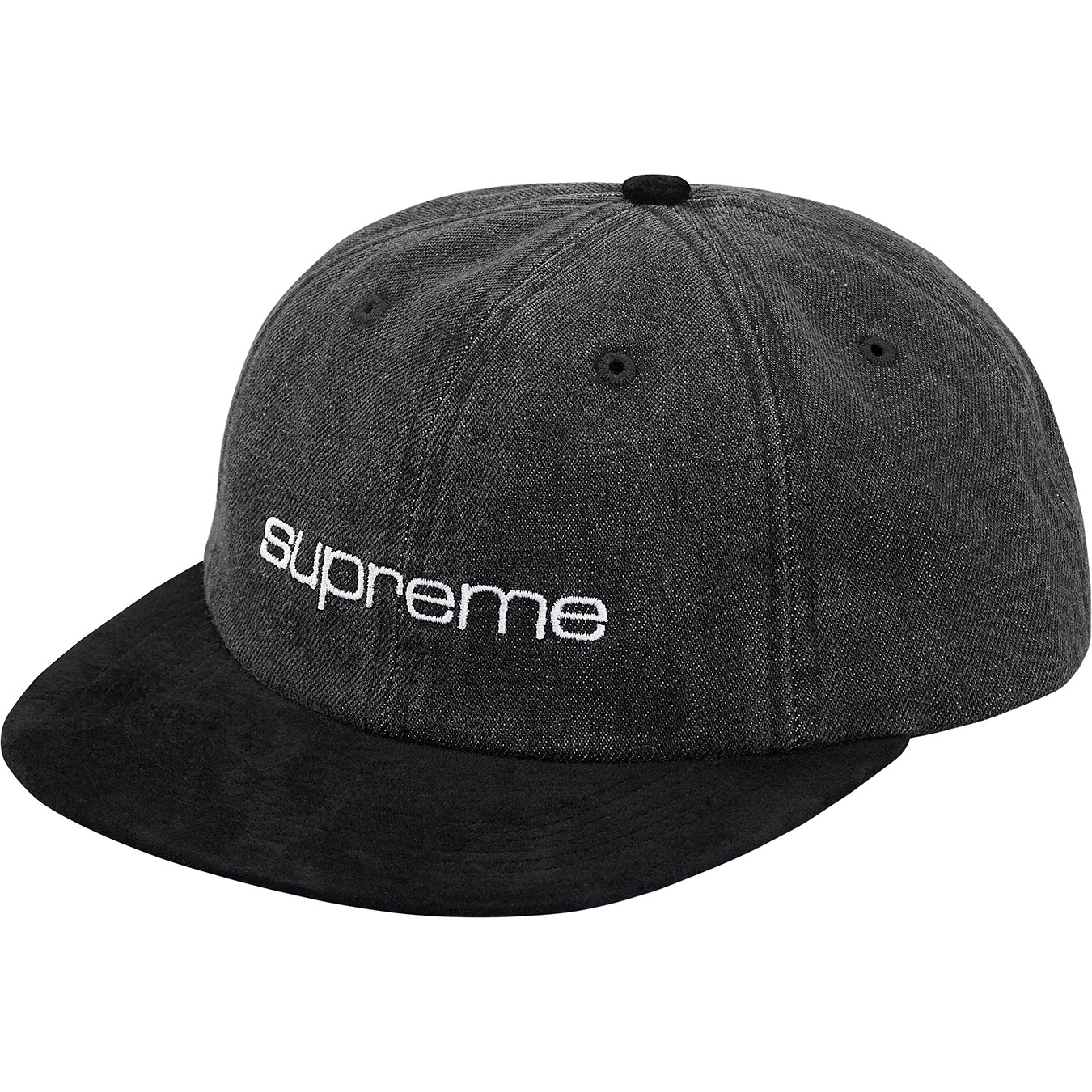 Supreme Denim Suede Compact Logo Cap Hat