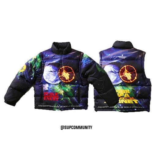 Details on Supreme UNDERCOVER Public Enemy Puffy Jacket None from spring summer 2018 (Price is $398)