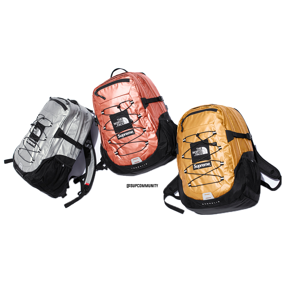 supreme the north face metallic borealis backpack silver