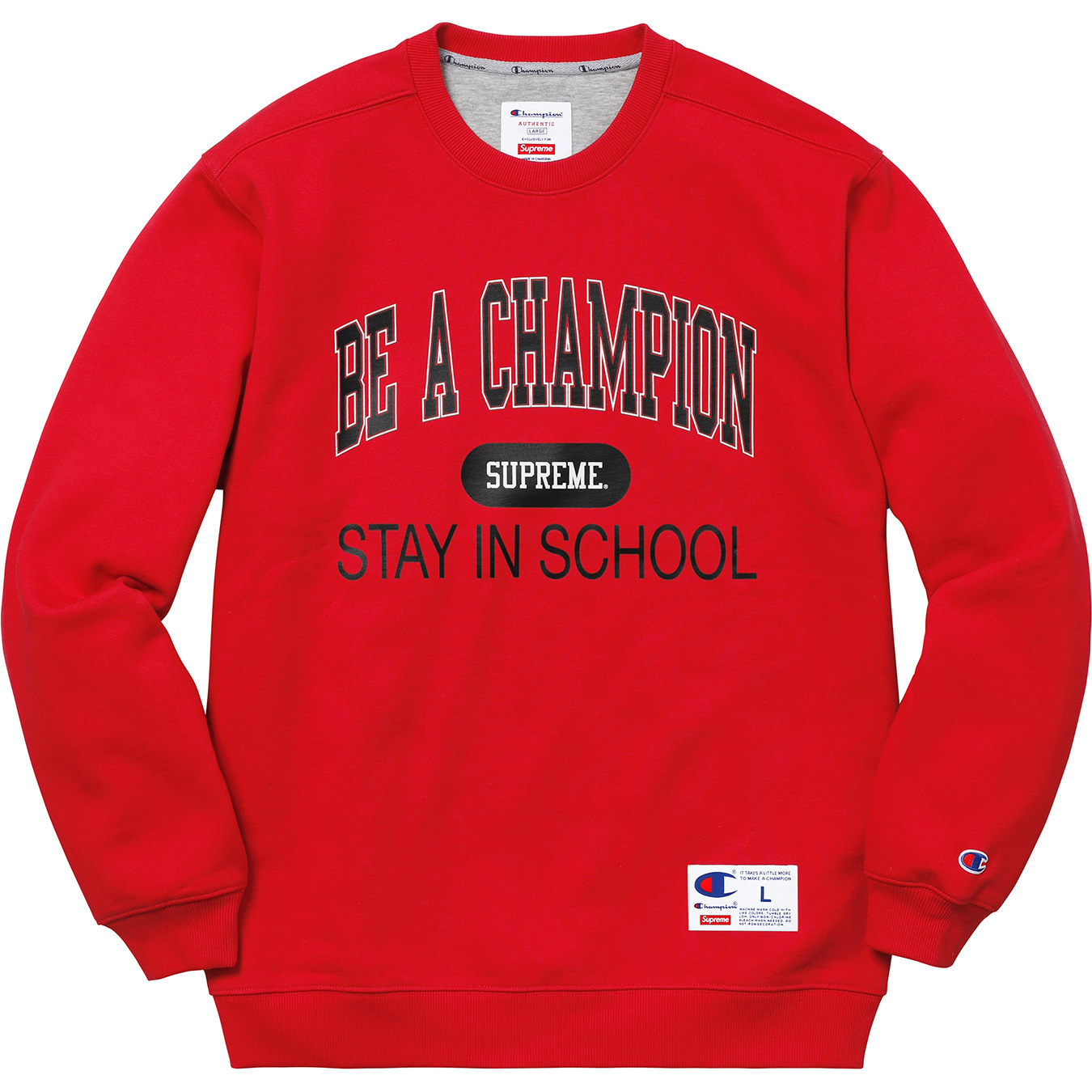 Champion Stay In School Crewneck 黒L