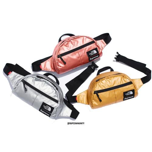 Details on Supreme The North Face Metallic Roo II Lumbar Pack from spring summer
                                            2018 (Price is $78)