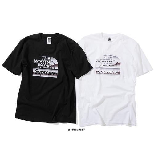 Details on Supreme The North Face Metallic Logo T-Shirt from spring summer
                                            2018 (Price is $54)