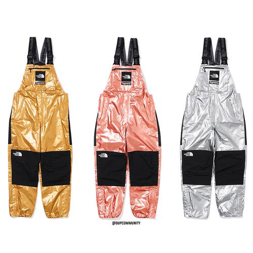 Details on Supreme The North Face Metallic Mountain Bib Pants from spring summer
                                            2018 (Price is $388)