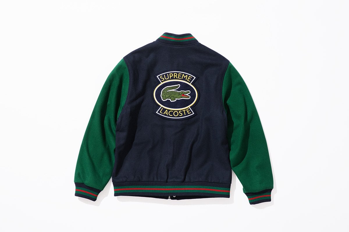 supreme/lacoste wool varsity jacket navy-