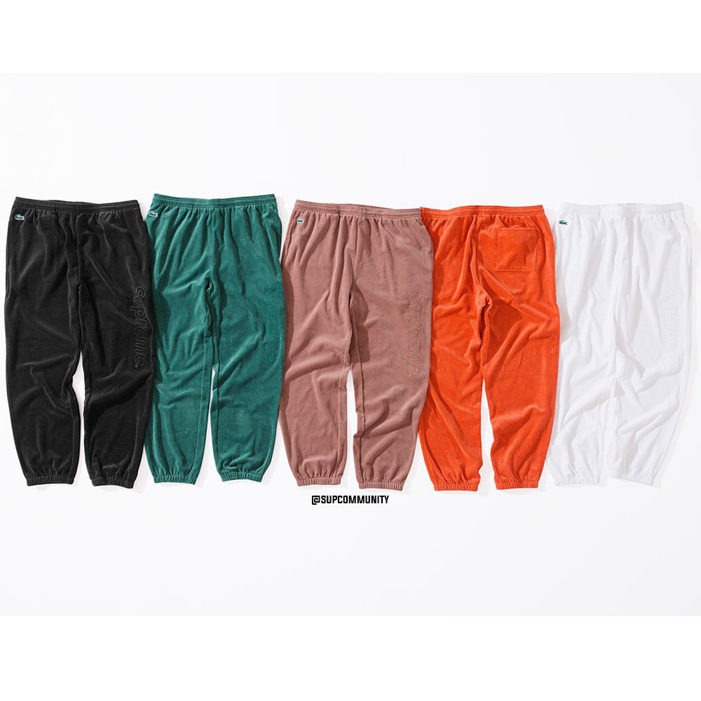 supreme × LACOSTE velour pants グリーン　S