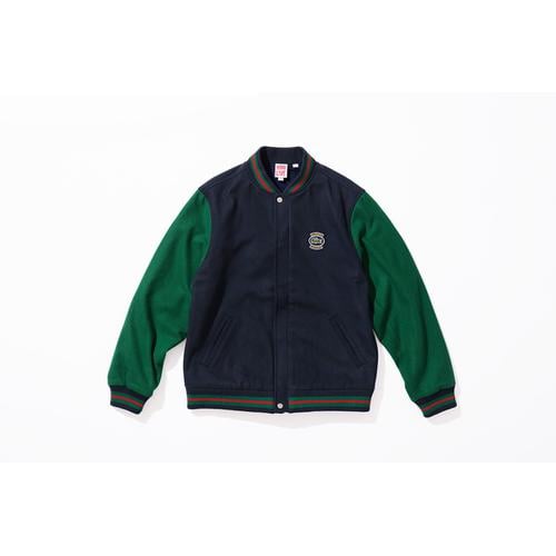 Details on Supreme LACOSTE Wool Varsity Jacket None from spring summer 2018 (Price is $368)