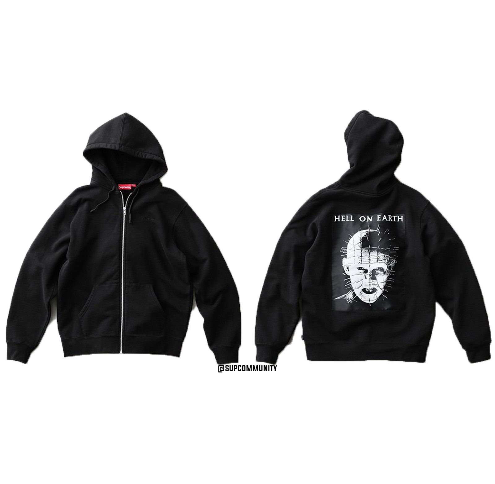 Details Supreme Supreme/Hellraiser Pinhead Zip Up Hooded Sweatshirt