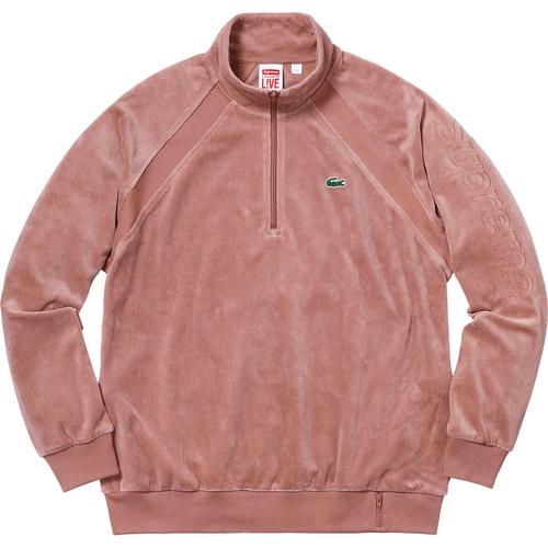 Details on Supreme LACOSTE Velour Half-Zip Track Top None from spring summer
                                                    2018 (Price is $188)