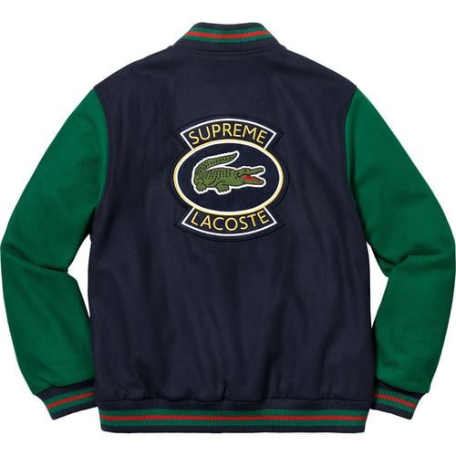 Details on Supreme LACOSTE Wool Varsity Jacket None from spring summer
                                                    2018 (Price is $368)