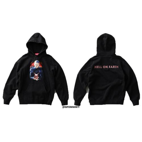 Supreme Supreme Hellraiser Hell on Earth Hooded Sweatshirt released during spring summer 18 season