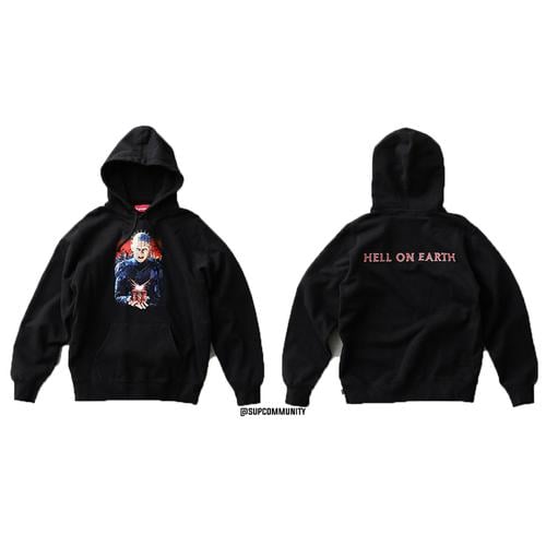 Details on Supreme Hellraiser Hell on Earth Hooded Sweatshirt from spring summer
                                            2018 (Price is $168)