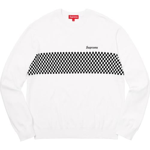 Supreme Checkered Panel Crewneck Sweater releasing on Week 12 for spring summer 18