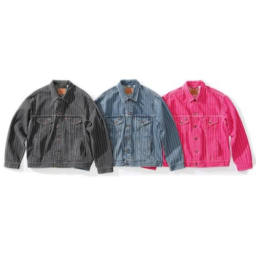 Details on Supreme Levi's Pinstripe Trucker Jacket from spring summer 2018 (Price is $248)