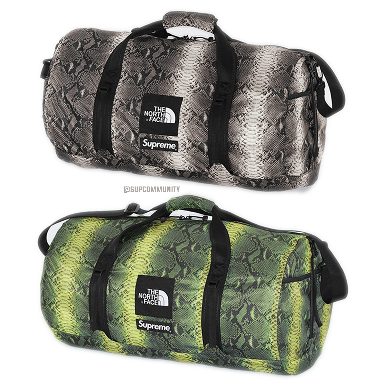 supreme north face duffel bag snakeskin