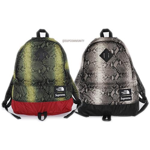 Details on Supreme The North Face Snakeskin Lightweight Day Pack from spring summer 2018 (Price is $128)
