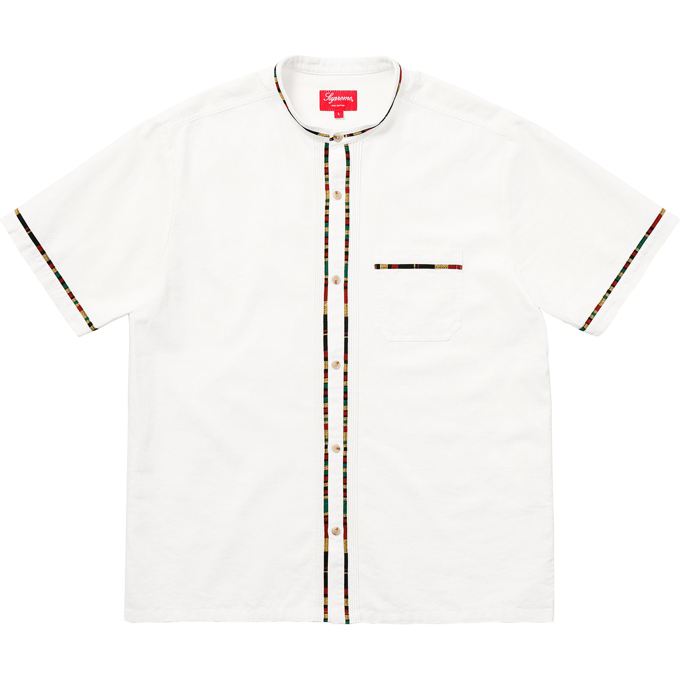 Supreme 18ss S/S Band Collar Shirt