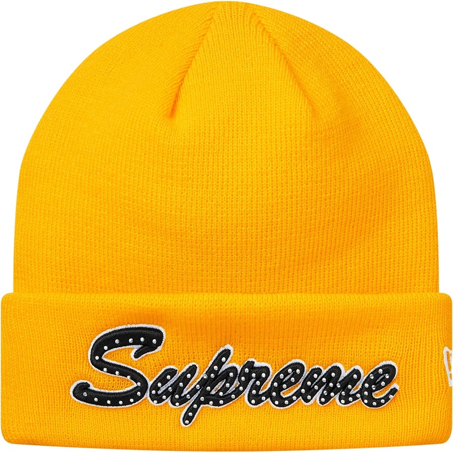 Details on New Era Script Beanie Yellow from fall winter
                                                    2018 (Price is $38)