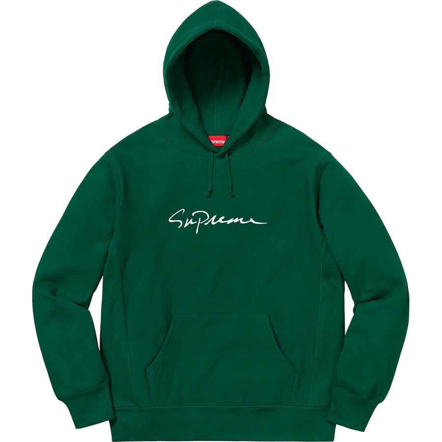 Details on Classic Script Hooded Sweatshirt Dark Green from fall winter
                                                    2018 (Price is $168)