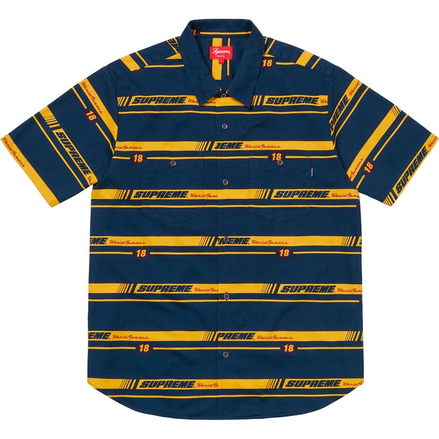 Details on Striped Racing Work Shirt Navy from fall winter
                                                    2018 (Price is $128)