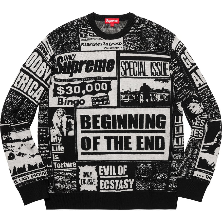 Details on Newsprint Sweater Black from fall winter
                                                    2018 (Price is $158)