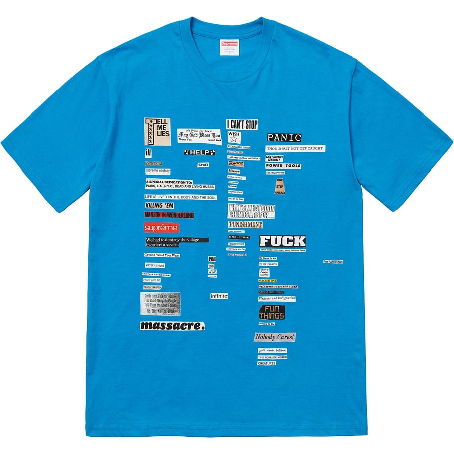 Details on Cutouts Tee Bright Blue from fall winter 2018 (Price is $36)