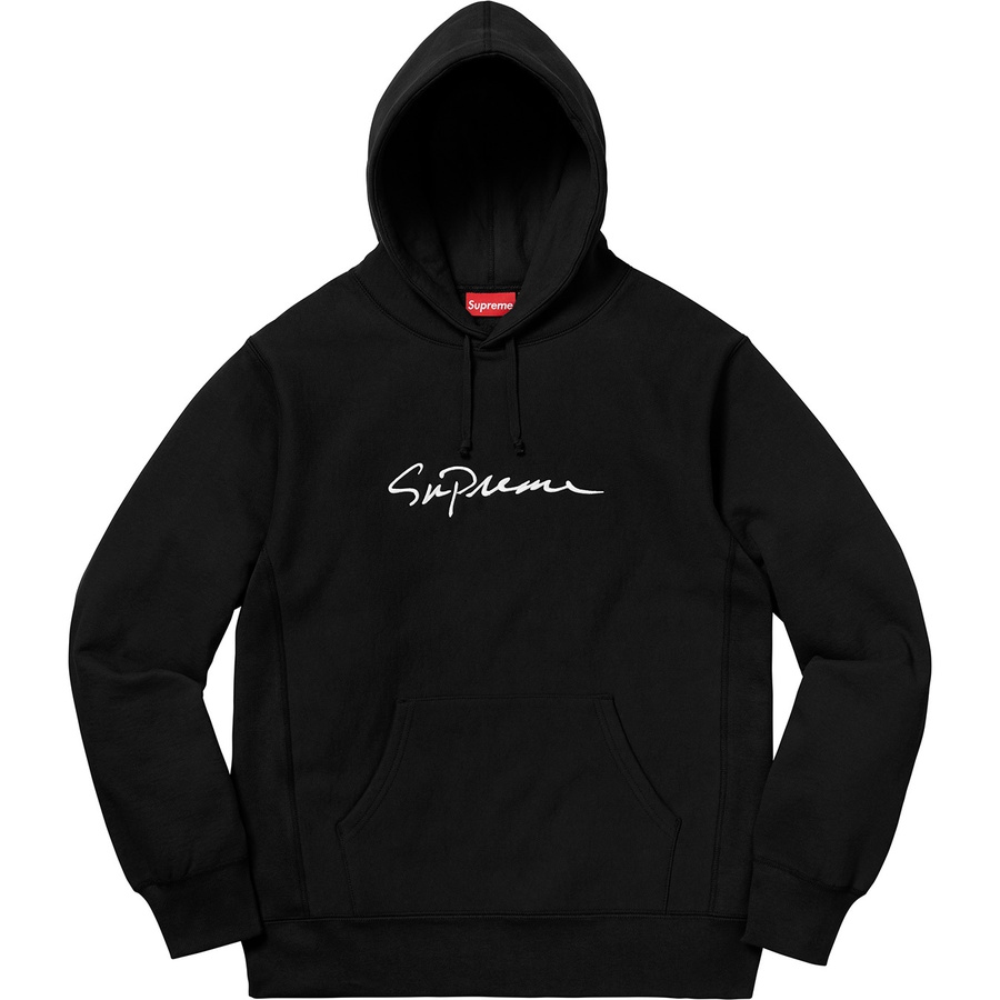 Details on Classic Script Hooded Sweatshirt Black from fall winter 2018 (Price is $168)