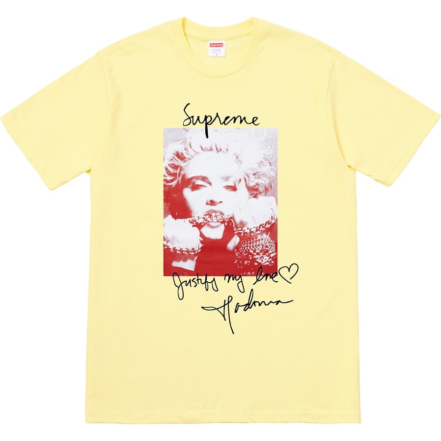 Details on Madonna Tee Pale Yellow from fall winter
                                                    2018 (Price is $48)