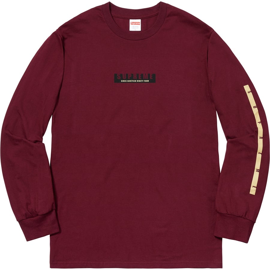 Details on 1994 L S Tee Burgundy from fall winter
                                                    2018 (Price is $40)