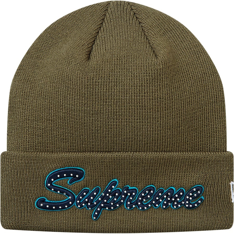 Details on New Era Script Beanie Olive from fall winter
                                                    2018 (Price is $38)