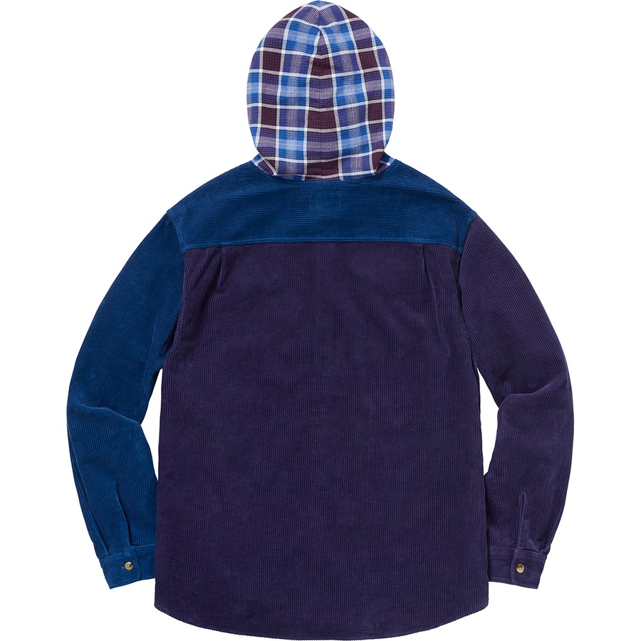 Details on Hooded Color Blocked Corduroy Shirt Royal from fall winter
                                                    2018 (Price is $138)