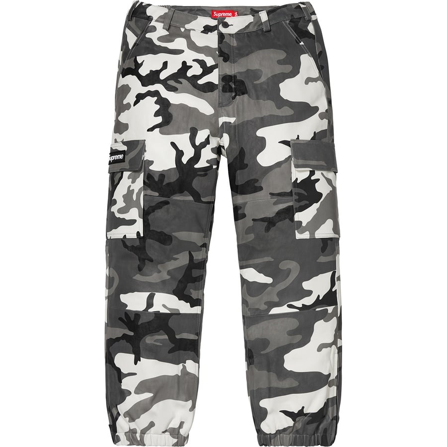 Details on Leather Cargo Pant Snow Camo from fall winter
                                                    2018 (Price is $498)