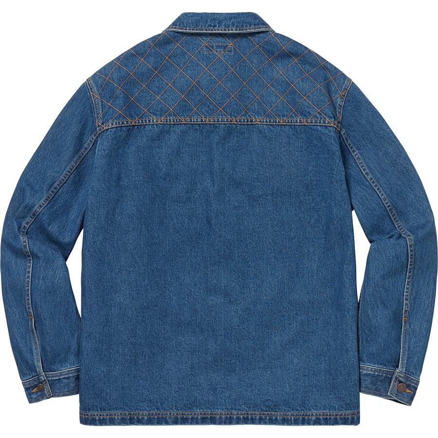 Details on Diamond Stitch Denim Chore Coat Washed Blue from fall winter 2018 (Price is $238)